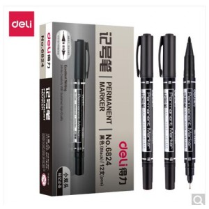 得力思达6824小双头记号笔(黑)
