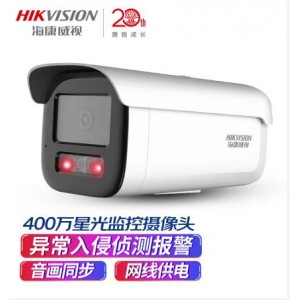 HIKVISION/海康威视 DS-2CD3T46WDV3-I3 400万星光2K高清夜视摄像机可拾音室内室外网线供电设备，销售单位：台