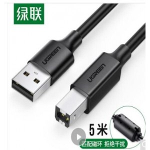 绿联（UGREEN）USB2.0高速打印机线 方口接头数据线 5米 黑 10329