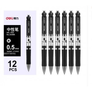 得力 33388  中性笔  黑色 12支/盒（单位：支）