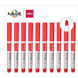 得力 细头直液式可擦白板笔  办公用品 红色 S521红(10只装）