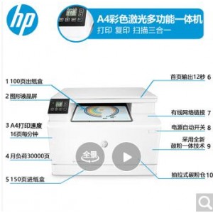 惠普（HP） 打印M281fdw/180n/181fw A4彩色激光打印复印扫描多功能一体机商用办公 M180n