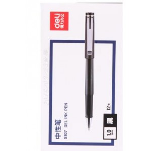 得力 S107 1.0MM 黑色12支/盒 中性笔 盒