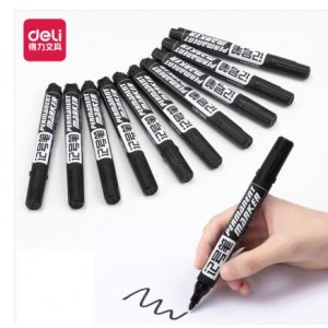 得力 6881  粗头油性记号笔 黑色 10支/盒