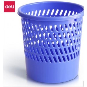 得力 圆形字镂空纸篓 9.5L 塑料  蓝色 单位：个