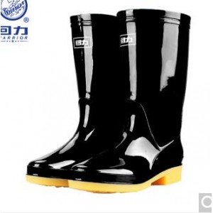 回力 中筒36码 回力雨鞋女时尚户外下雨天高筒防水雨靴水鞋耐磨胶鞋6813黑色中筒36
