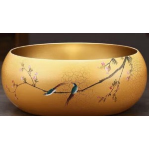 黄铜手彩茶洗清洗洗茶具配件 春晓-纯黄铜手彩茶洗 销售单位：套