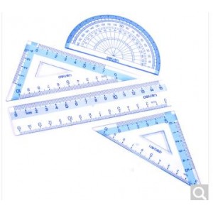 得力(deli) 9594-24套装 套尺四件套 （直尺+三角尺*2+量角器）