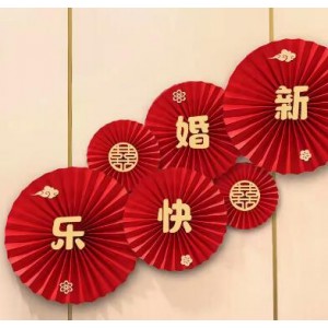 麦达令  金色梅花纸扇6个   纸扇花（销售单位：组）