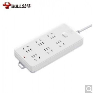 公牛（BULL）GN-109K拖线板6位总控开关插板5m