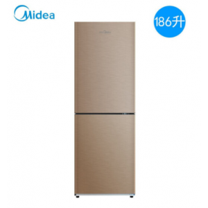 美的(Midea)186升 双门电冰箱 风冷无霜 精细分储 家用小冰箱 双系统 感温探头 爵士棕 BCD-186WM 
