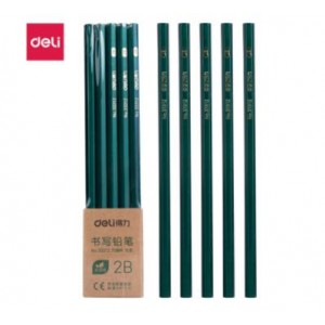 得力(deli) 33312 经典绿杆 学生 2B铅笔 六角笔杆 考试素描绘图铅笔 10支装