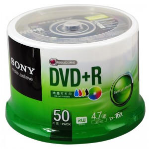 索尼 刻录盘 可打印 DVD+R 50片装 4.7G