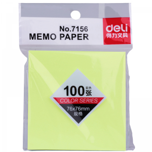 得力 7156 76*76mm 彩色粘性便利备忘留言纸记事贴 配色 100张/本（单位：本）