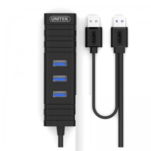 优越者(UNITEK)USB3.0分线器 Y-3056DBK 高速扩展一拖四多接口2米 笔记本台式电脑4口集线器HUB转换器 黑色