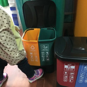 晶丰 20L双分类 幼儿园脚踏 垃圾桶新型环保 