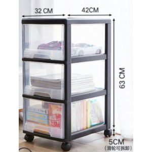 jeko jeko家用抽屉式玩具收纳柜子储物柜透明32*42*63cm 三层带轮子 单位:个