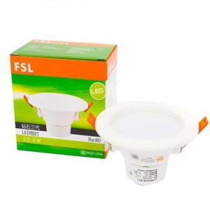 佛山照明(FSL)钻石三代PC透光罩LED压铸铝筒灯 3寸95开孔 6W 白光