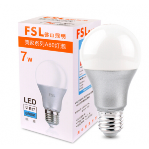 佛山照明（FSL）led灯泡 节能灯泡螺口7W日光色6500K E27炫银
