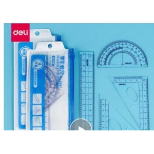 得力（deli）学生套装 套尺 直尺+三角尺子 9597直尺4件套/