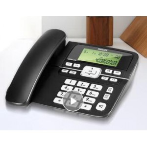 飞利浦(PHILIPS）电话机座机 固定电话 办公家用 一键拨号 长距离免提 来电显示 CORD118商务版黑色