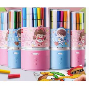 得力水彩笔18色可水洗幼儿园宝宝小学生画画笔儿童