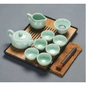 12头青瓷西施壶套黑色长