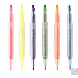 白金荧光笔 双头重点标记笔CSD-120彩色手账笔 彩色 单支