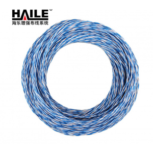海乐（Haile）HT6101-100 两芯0.5纯无氧铜双绞蓝白电话跳线电话线机房电话跳线 2芯双绞线 100米