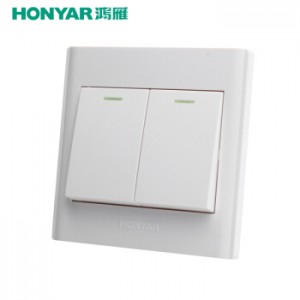 鸿雁开关面板两开双控