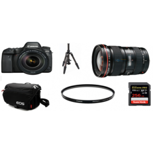 佳能 EOS-6D2 2620万像素 单反相机含广角镜头+闪迪256G存储卡+原装包+保护滤镜+三脚架（销售单位：套）
