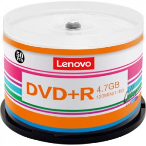 联想（Lenovo）DVD+R 光盘/刻录盘 16速4.7GB 办公系列 桶装50片 空白光盘
