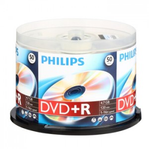 飞利浦（PHILIPS）DVD+R空白光盘/刻录盘 16速4.7G 桶装50片