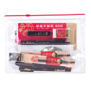 连中三元考试套装 绘图套尺+中性笔+涂卡铅笔+笔芯+橡皮6696