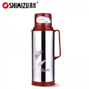 清水 热水瓶 SM-3162F-200 优质304不锈钢 2L 底面直径13.2*39cm 咖啡红